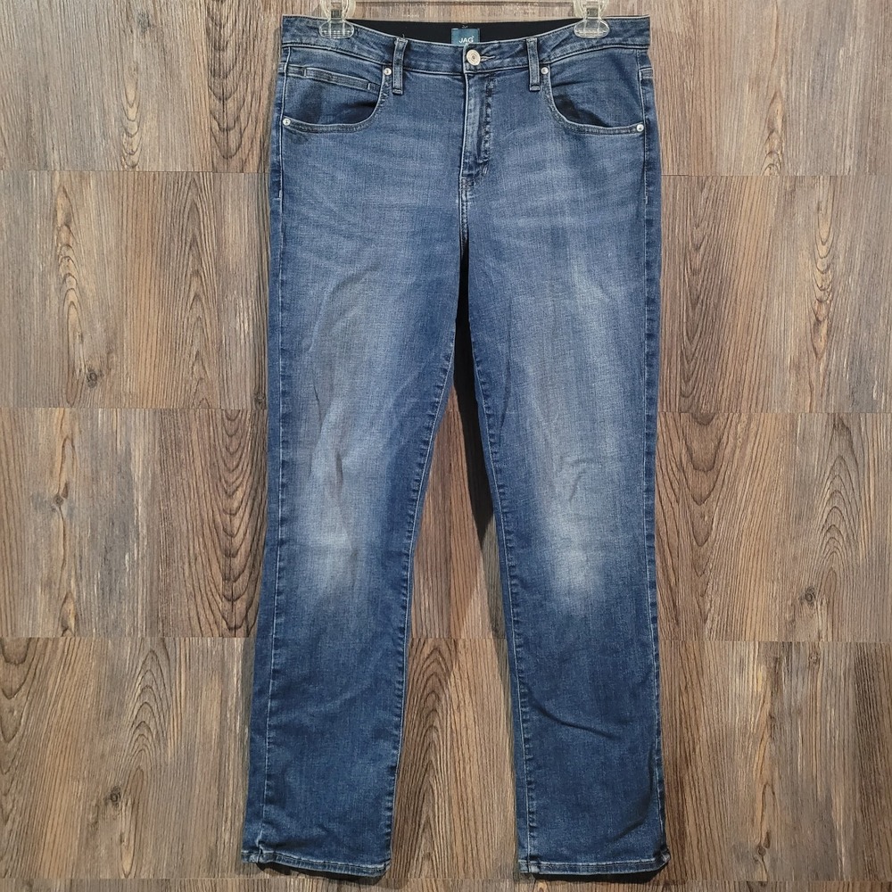 JAG Ruby Straight Jeans Size 14 x 31 Medium Wash Mid Rise Elastic Waist Stretch